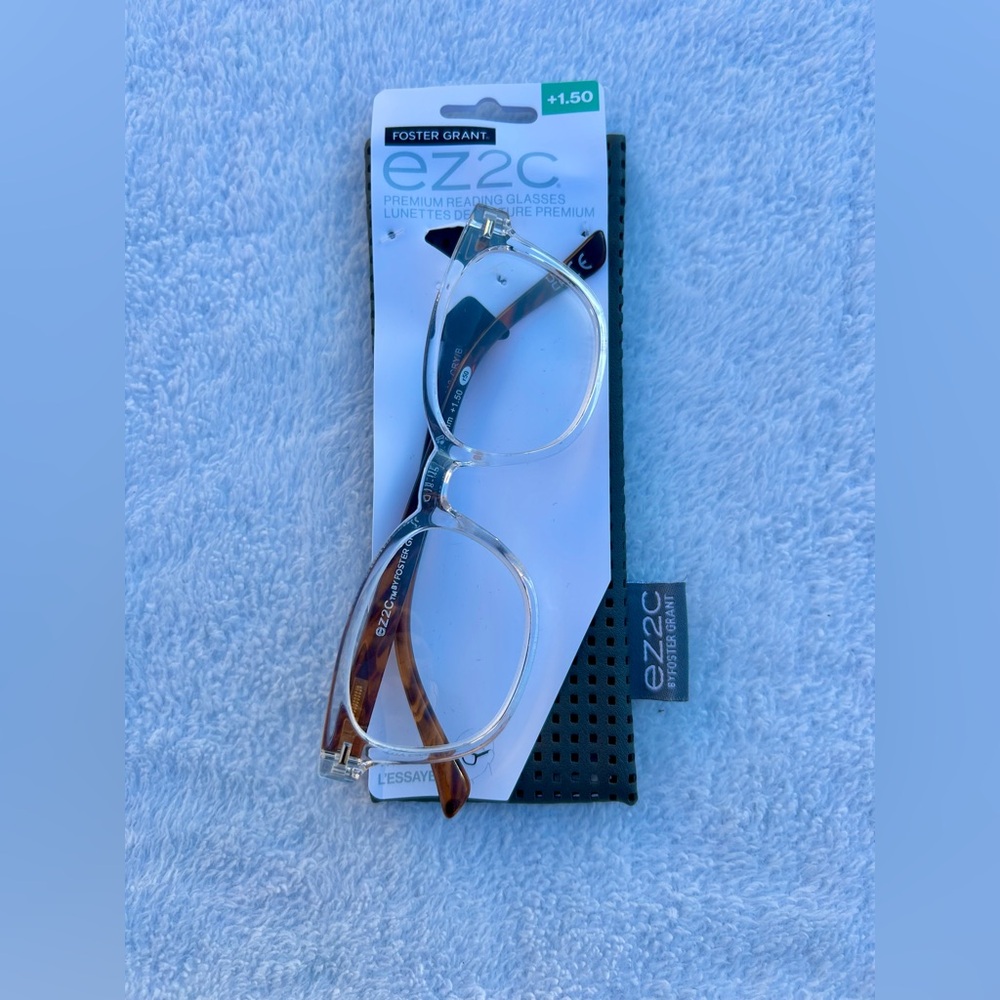 NWT Foster Grant eZ2C Clear Frame Reading Glasses +2.75